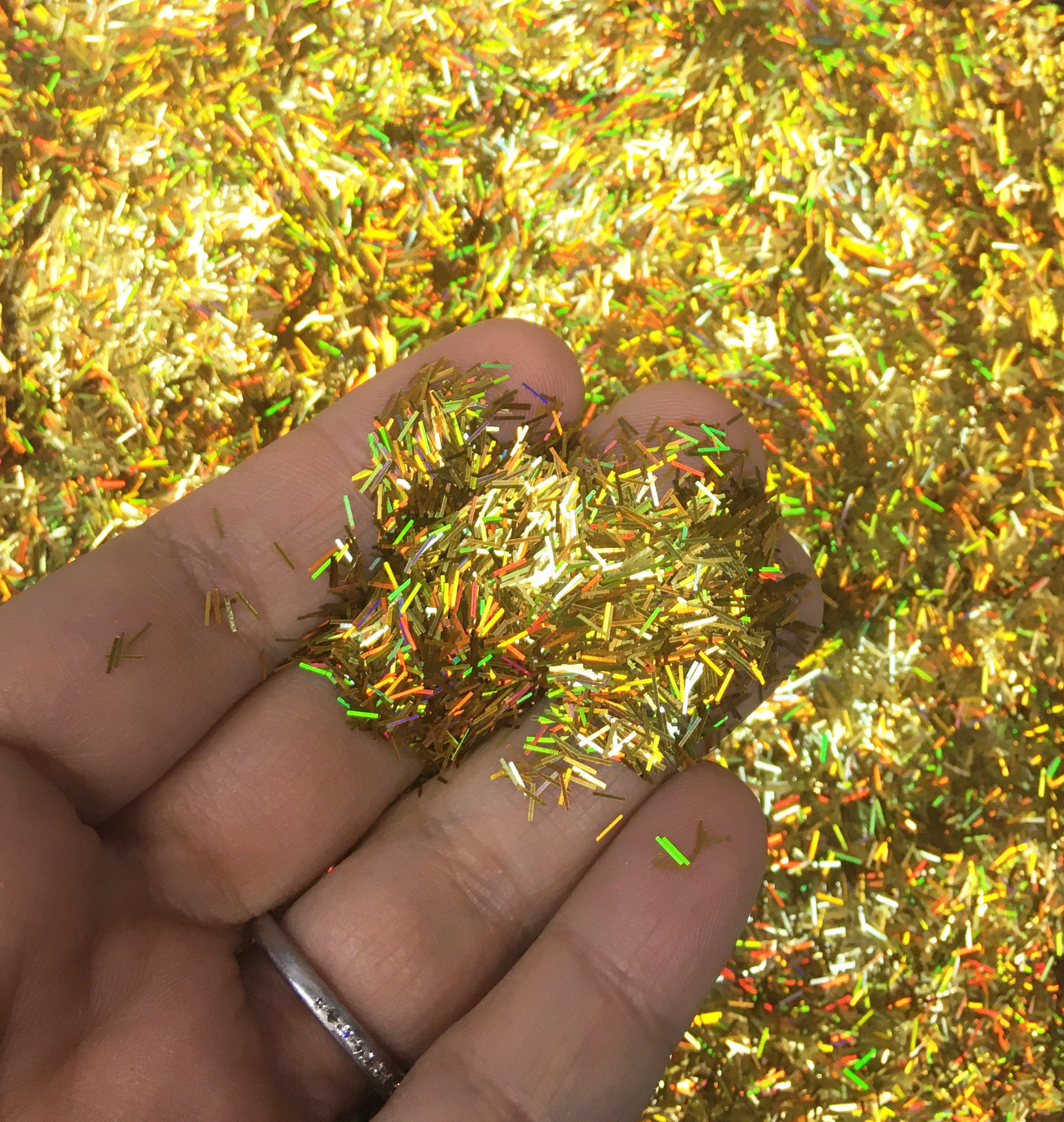 Gold Holographic Tinsel Glitter Strip Glitter Nail Art Etsy