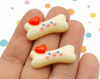 8 cabujones de hueso de perro de resina color marfil de 27 mm con base plana, cabujones de golosinas para perros de plástico acrílico con base plana, 196a