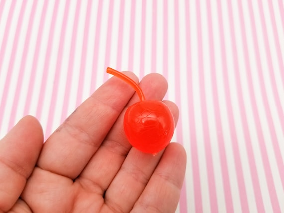 Six 3D Large Life-size Cherry Cabochons, Giant Squishy Silicone