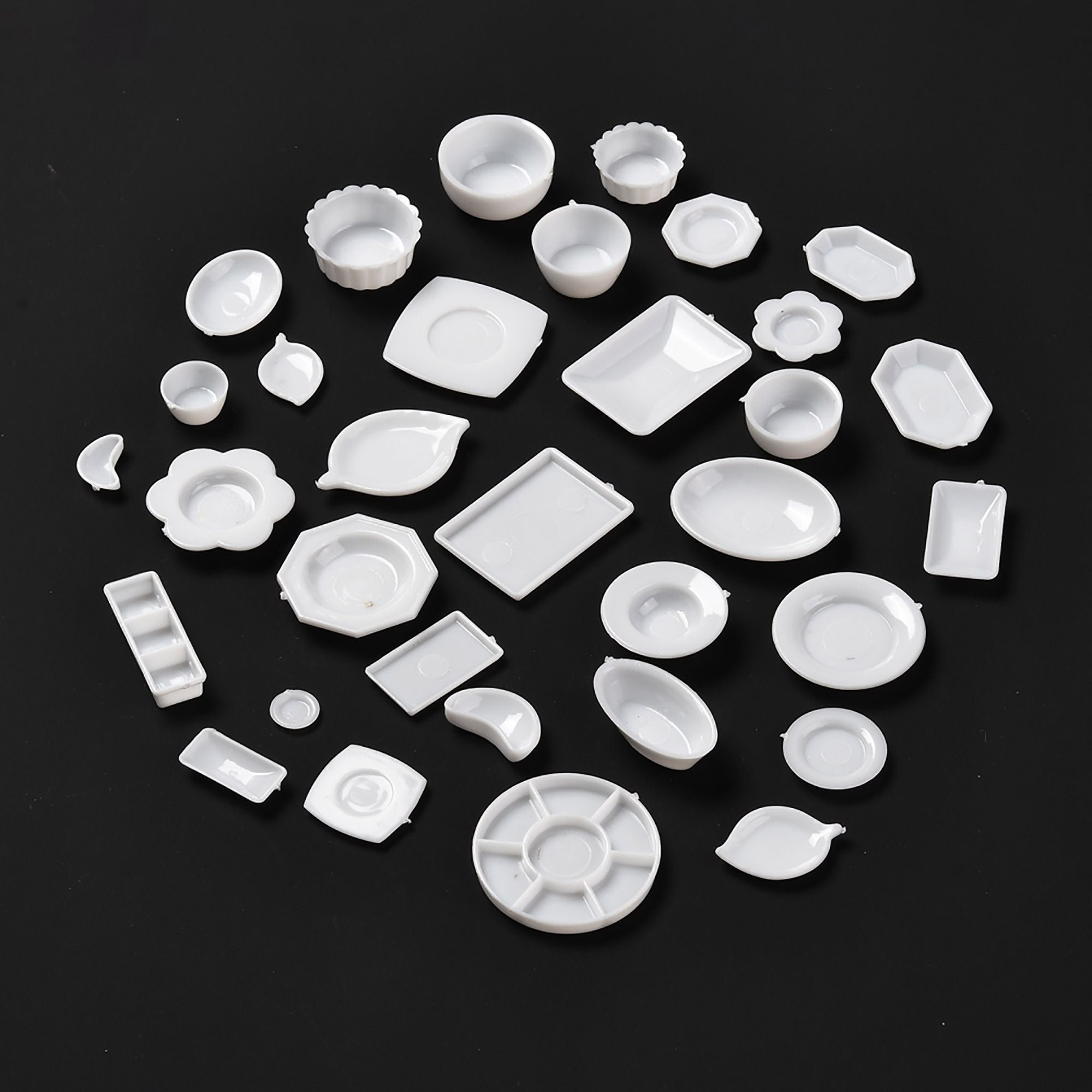1shopforyou 10-Piece Miniature Ceramic Plate & Bowl Set - Dollhouse Kitchen Accessories, 1-4cm - View #8