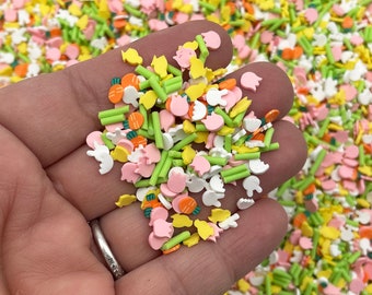 Happy Easter Non Edible Easter Sprinkle Mix, Spring Easter themed Polymer Clay Fake Sprinkles, Decoden Funfetti Jimmies V49