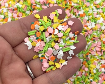 Joyeuses Pâques mélange à saupoudrer de Pâques non comestibles, fausses paillettes d'argile polymère sur le thème de Pâques printemps, Decoden Funfetti Jimmies V49