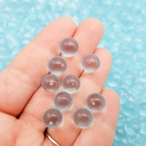 Light Blue 10mm Translucent Round Resin Pearls, Popping Boba Gumball Faux Nonpareil Acrylic Plastic Gum Ball Caviar No Hole Beads, P181