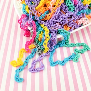Assorted Color 15.5 inch Acrylic Plastic Resin Chain, 8x6mm link, F255