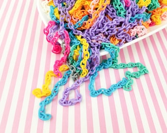 Assorted Color 15.5 inch Acrylic Plastic Resin Chain, 8x6mm link, F255