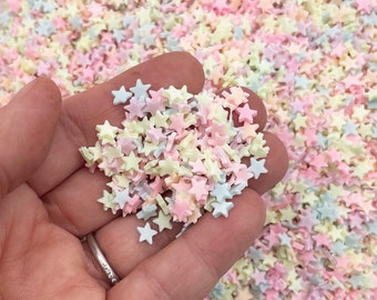 Pastel Glow in the Dark Star Sprinkle Mix, Polymer Clay Fake Sprinkles, Decoden Funfett Jimmies, M181