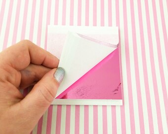50 Small Sheets Composition PINK TONED LEAF sheets for nail decor and nail art, gold foil for polymer clay or resin or slime #