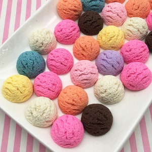 6 Multicolor Ice Cream Scoop Cabochons, 25mm Sweet Decoden Cabs, #388
