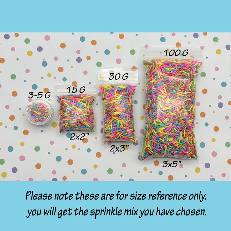 Polymer Clay Fake Faux Sprinkles, Cute Decoden Rainbow Funfetti Jimmies, E5 image 3