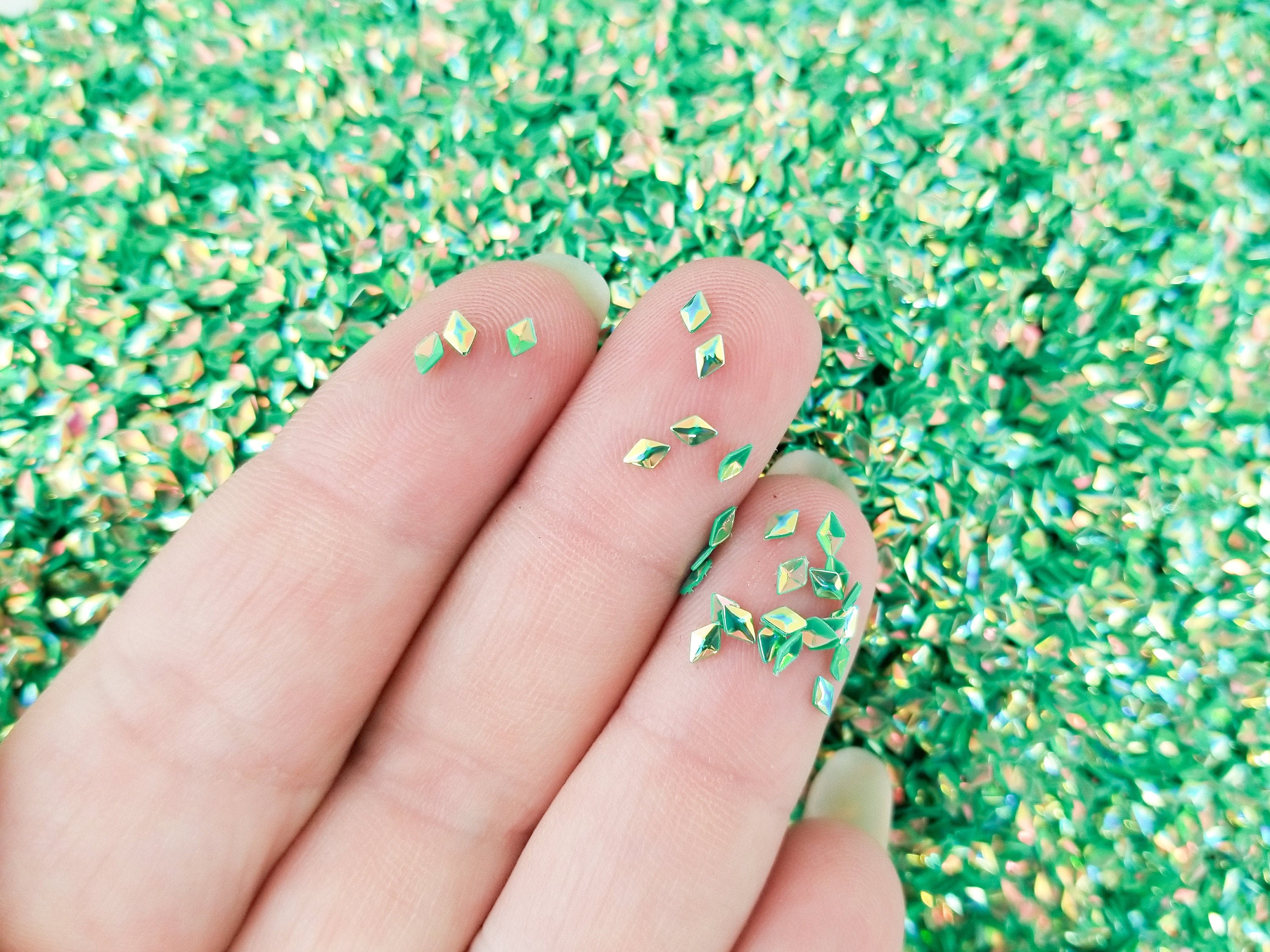 Green Iridescent Shift Rhombus Glitter, Diamond Glitter, 3D glitter,  Pick Your Amount, U72