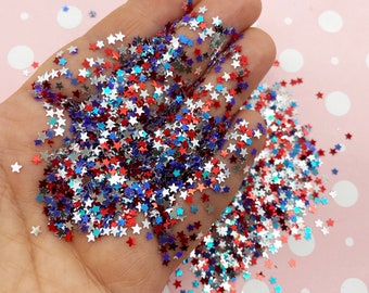 Mixed 4th of July Patriotic Star Glitter, Independence Day Glitter Glitter,  Holiday Glitter, F694