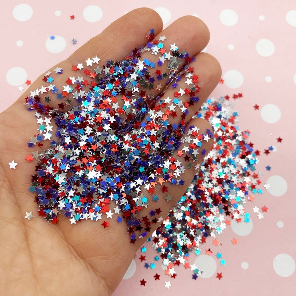 Mixed 4th of July Patriotic Star Glitter, Independence Day Glitter Glitter,  Holiday Glitter, F694