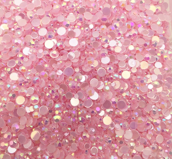 10 Grams Multi-size Pastel Pink AB Jelly Rhinestones, Baby Pink