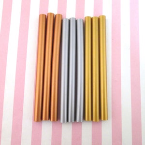 9 Piece Metallic Silver Gold and Copper Hot Glue Sticks for Kawaii and Decoden, Wax Seals, Etc. (mini size)