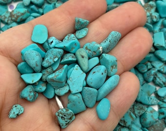 Lot De 20 Perles Turquoise Synthèse Magnésite – Chips Rocailles 4-10mm – Création Bijoux