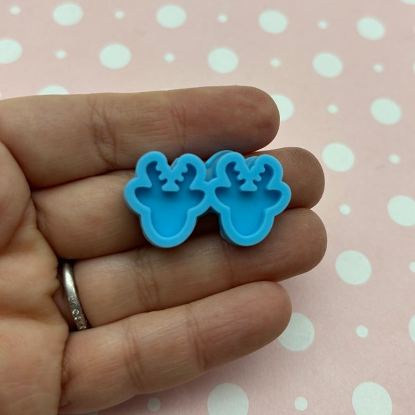 Small Double Cavity Reindeer Silicone Molds for Earring Cabochons Q54d