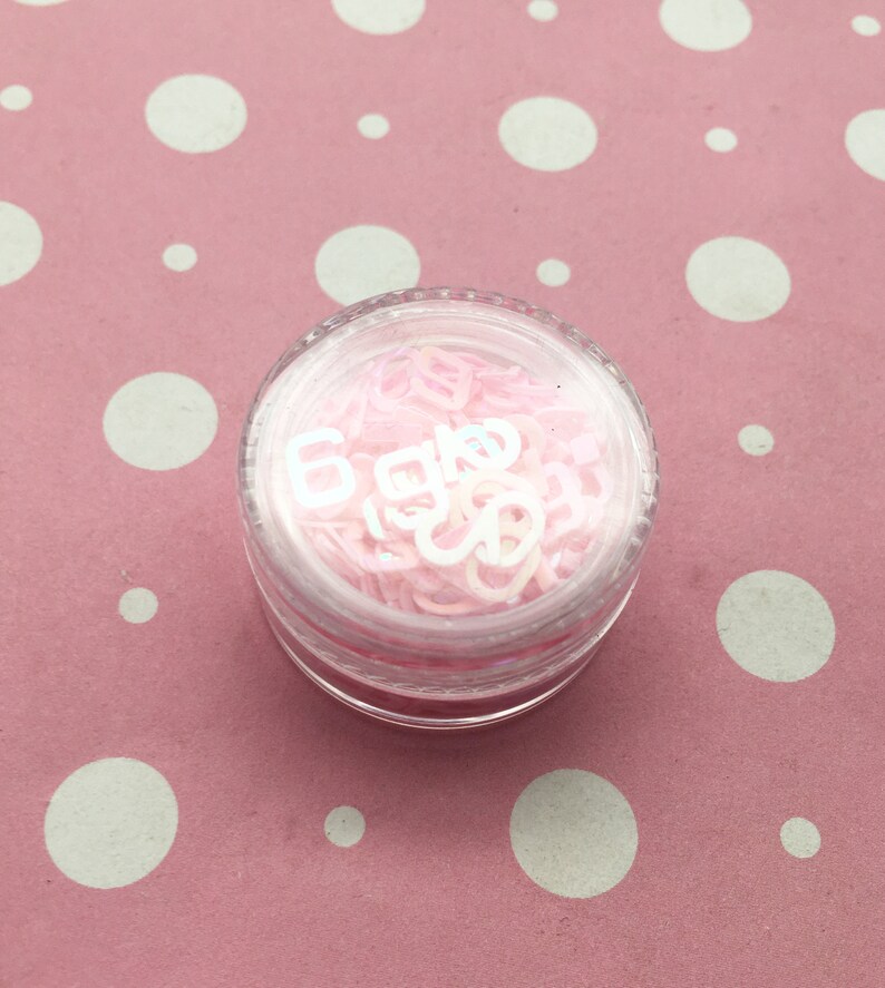 Pink Ab Shift Holographic Number Glitter, Numeral Glitter, Nail Art