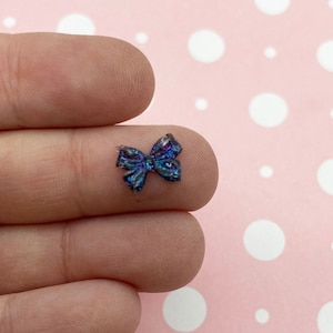 50 zwarte glitter kleine 11 mm cabochons met platte achterkant harsstrik, schattige kawaii acryl plastic spijkerstiften met platte achterkant L304