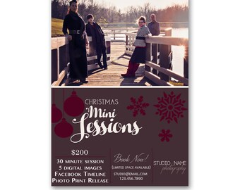 INSTANT DOWNLOAD - Christmas, Holiday Mini Session - Photoshop Template (id020)