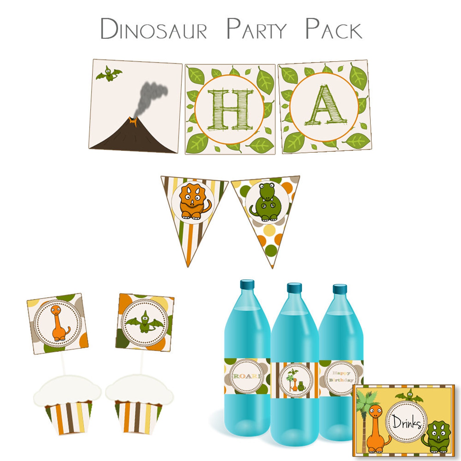 Dinosaur Party Pack Printable Party Decorations | Etsy