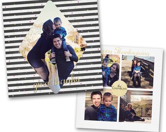 INSTANT DOWNLOAD - Thanksgiving, Fall, Holiday Card - Photoshop Template (id019)