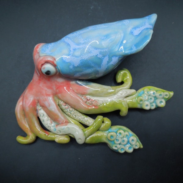 Blue and Pink Wall Squid