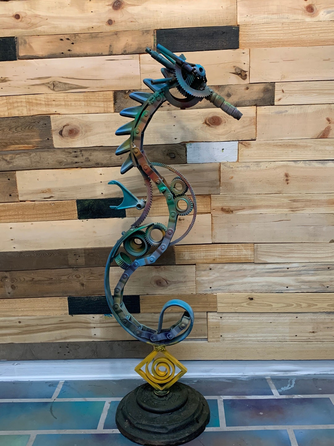 Metal Seahorse Sculpture Etsy