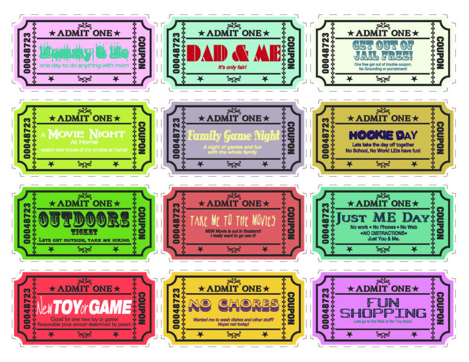 Printable Kids coupons with extra blank coupons. 24 Etsy