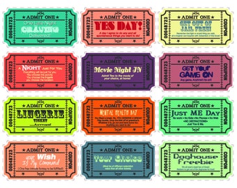 Printable Love coupons for wife/husband - boyfriend/girlfriend with extra blank coupons. 24 pre-designed coupons and 12 blanks