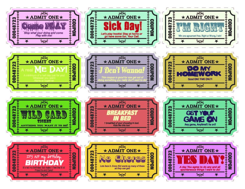 Printable Kids Coupons With Extra Blank Coupons. 24 - Etsy UK