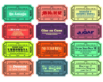 Spanish version - Printable Love coupons for wife/husband - boyfriend/girlfriend with extra blank coupons. 24 pre-designed coupons and 12 bl