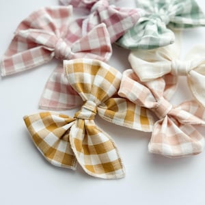 Gingham Hair Bows - Baby Girl Headbands - Bow Hair Clips