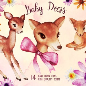 Watercolor Baby Deer Clipart: Hand-Painted Fawns (Digital Download)