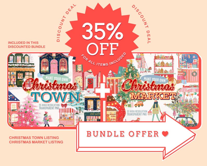 Christmas Town watercolor clipart, Cute Christmas houses png, Christmas designs, holiday png, Christmas background, vintage holiday print image 6