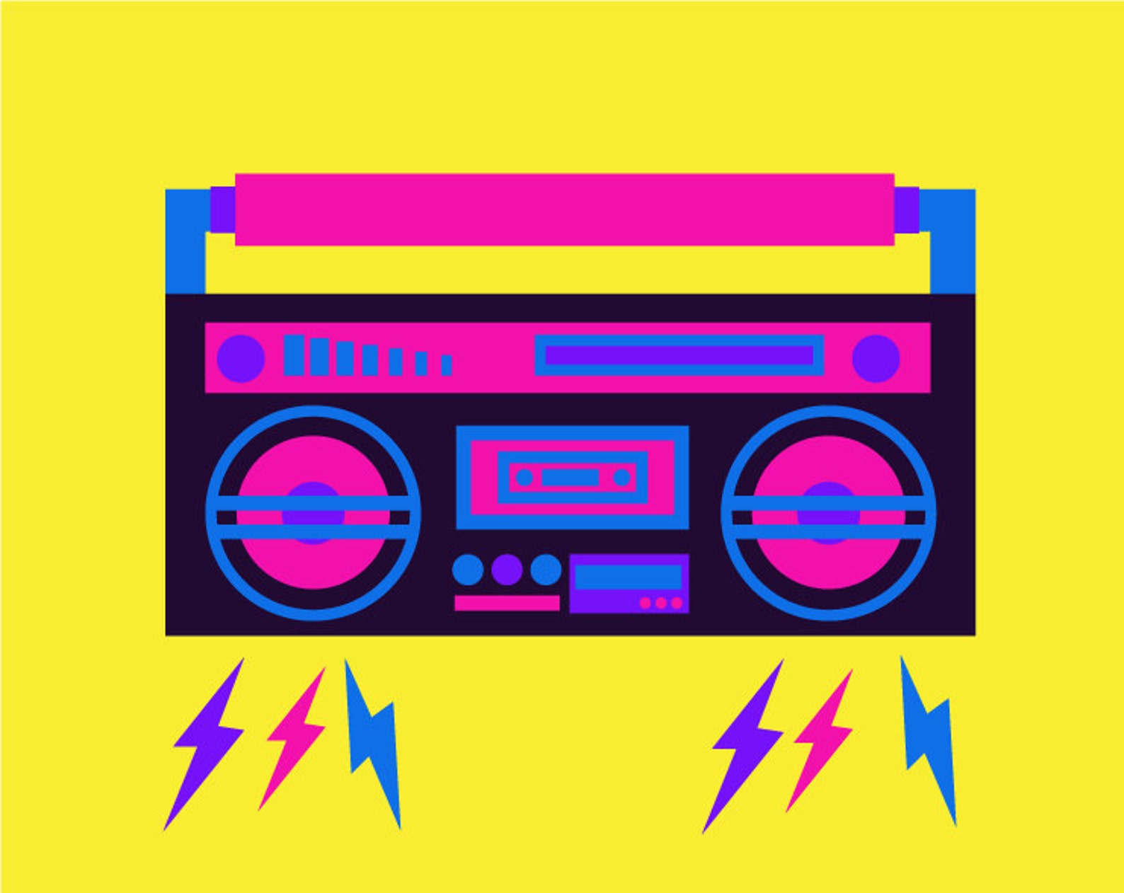 Eighties 80's Music Clipart Music Clipart Neon Color - Etsy