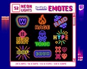 Neon Text Twitch Emotes, Twitch and Discord Emotes Bundle, Lurk emote, Omg emote, GG emote, Lol emote, Raid emote, Ban emote, Hype emote