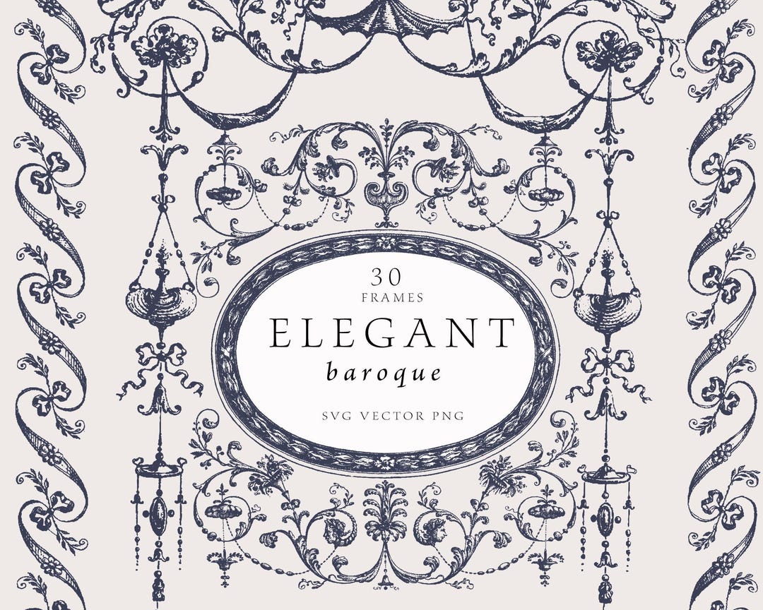 Regency Pattern Svg Baroque Oval Frames SVG: Regency Wedding Invitation Template (digital ...