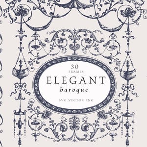 Vintage ovale Rahmen SVG, barocke Ornamente, Monogramm Kranz, Regentschaft Hochzeit Einladung Vorlage, Heraldik Vektor, viktorianisches Shabby Chic Dekor