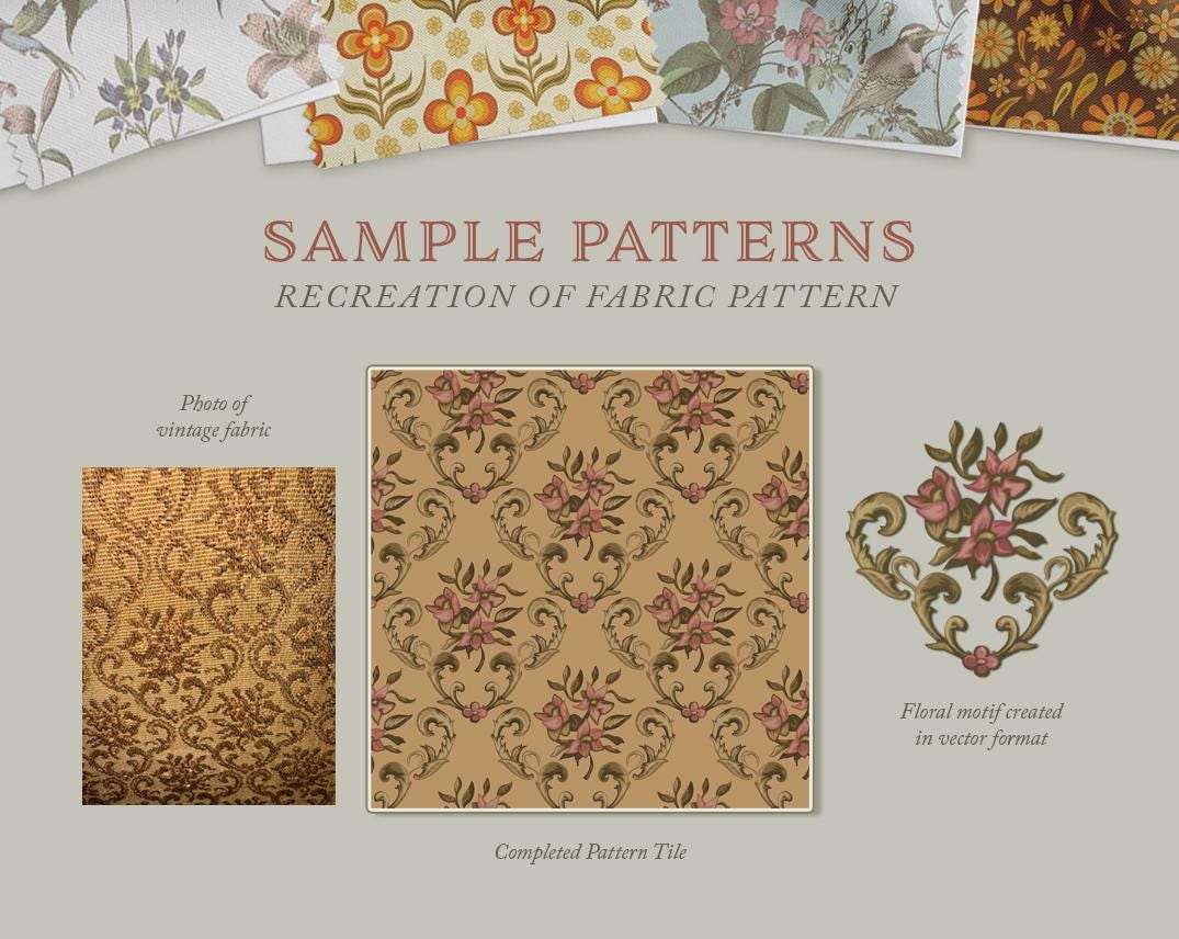 CUSTOM Seamless Patterns for Textiles, Collage, Scrapbooking, Surface ...