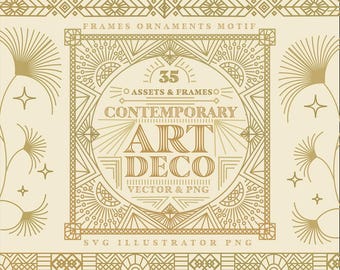 Art Deco Design Bundle: Frames, Badges, Borders (SVG, PNG)