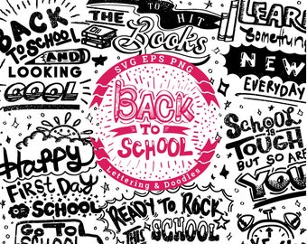 Back to School Lettering School Quotes Teacher Phrases Back to School Inspirational Quotes Classroom Doodles clipart School Funny Phrases