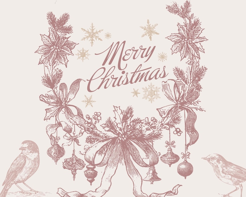Christmas toile clipart set featuring vintage-inspired frames and wreaths in Tin Gold, Evergreen, Blue Frost, and classic red. Includes 26 designs (9 frames, 17 wreaths) in high-resolution 300 DPI PNG with transparent background and SVG files. Perfect for DIY Christmas cards, invitations, holiday scrapbooking, gift tags, printable wall art, and POD crafts. Elegant French vintage Noël en Toile style for holiday design projects.