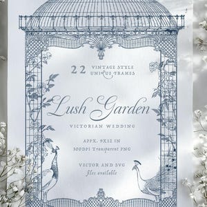 Wedding Frames Clipart: Victorian Gazebo, Art Nouveau (SVG, PNG)