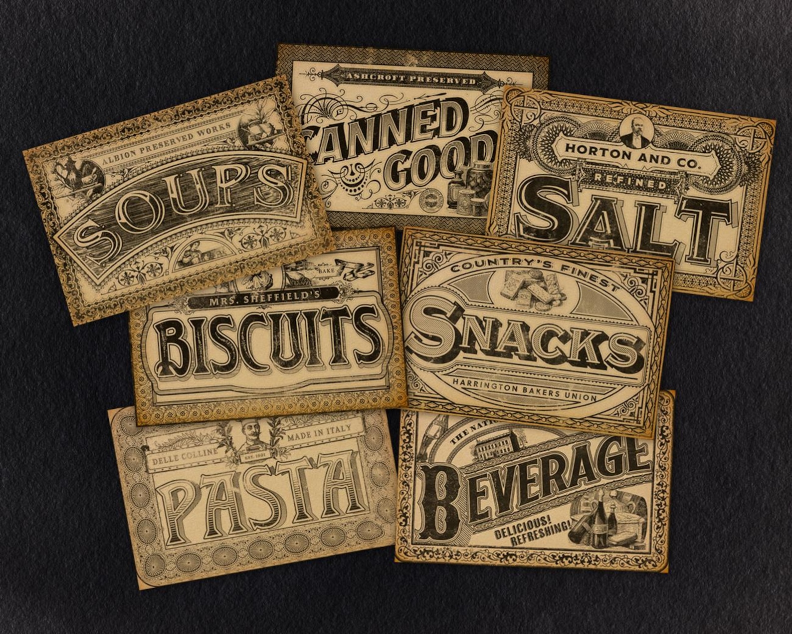 Rustic Recipe Box Labels Primitive Pantry Labels, Rustic Country Kitchen Farm Journal, Antique ...