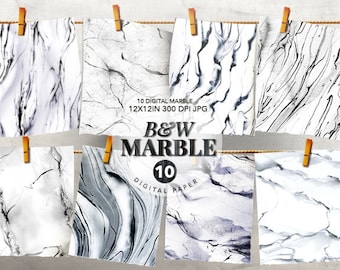 B&W Marble Digital Papers, Marble texture, Marble background, Marble tile, Marble print, Marble Wallpaper, Invitation Card, Wedding clipart