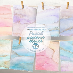 Pastel Gemstone Digital Paper: Agate Marble Textures (Digital Download)