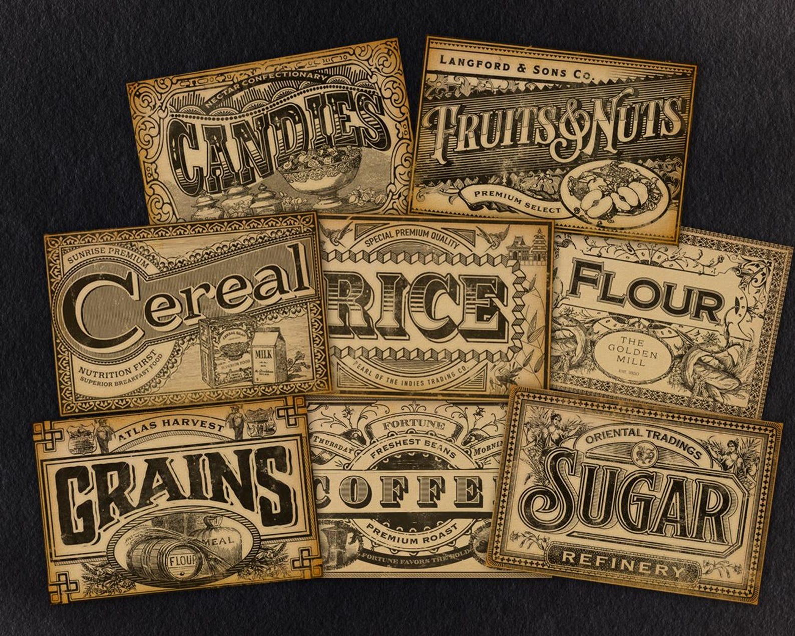 Primitive Pantry Labels, Rustic Country Kitchen Farm Journal, Antique ...