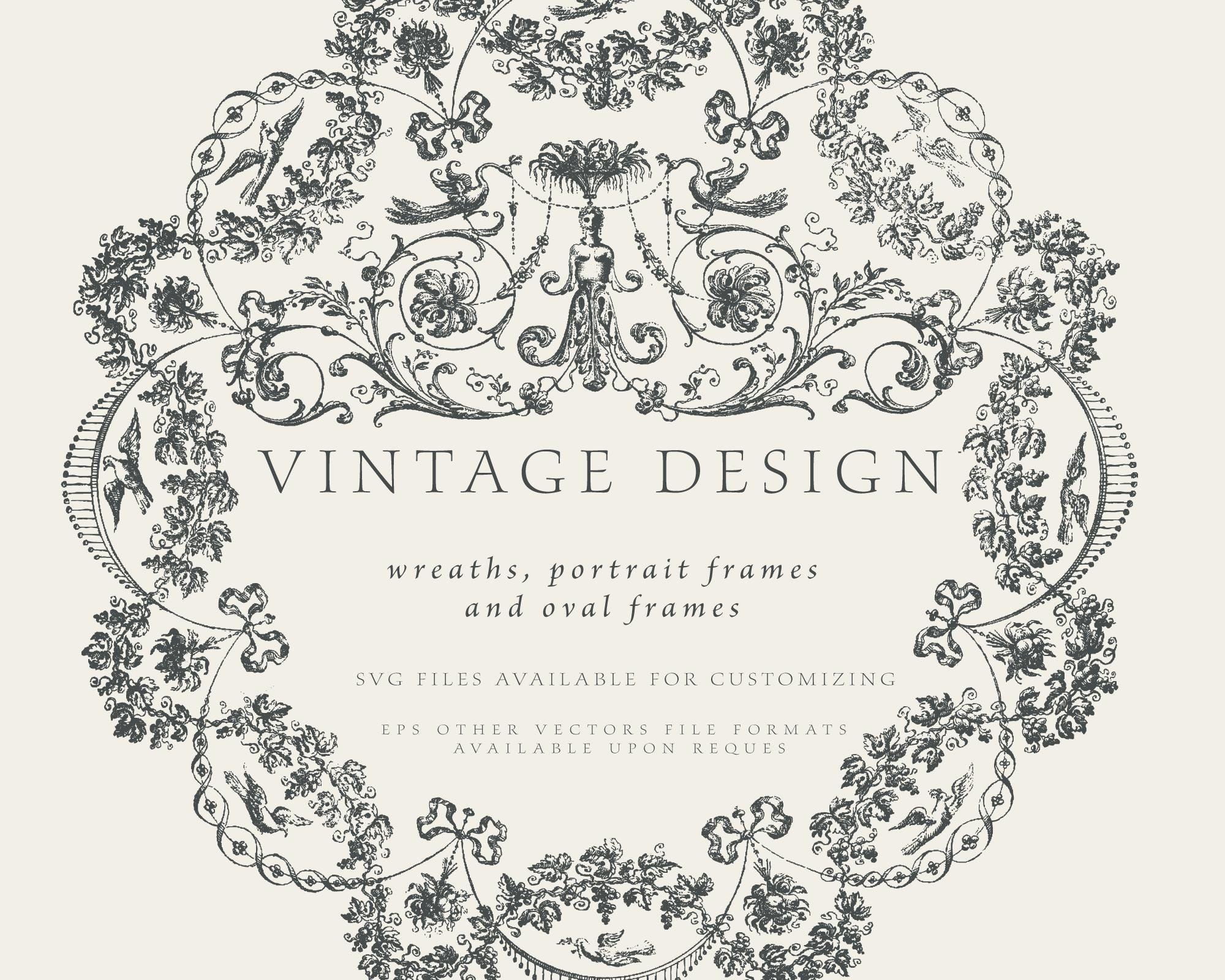 Regency Pattern Svg Baroque Oval Frames SVG: Regency Wedding Invitation Template (digital ...