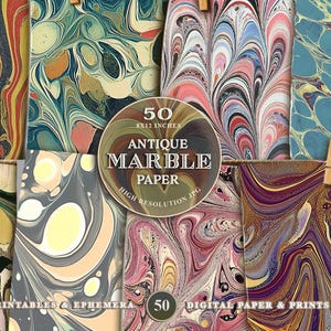 Antique Marbled Paper: 50 Vintage Textures (Digital Paper)