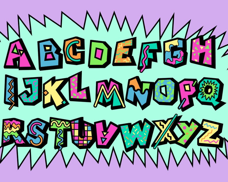 90s Font Vector Graphics: Retro Clipart (SVG, EPS, PNG) - Etsy
